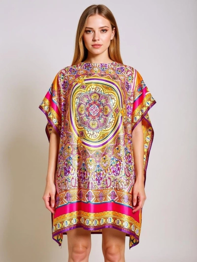 Pareo Melania Royalfashion – многоцветна рокля с кимоно кройка до коляното