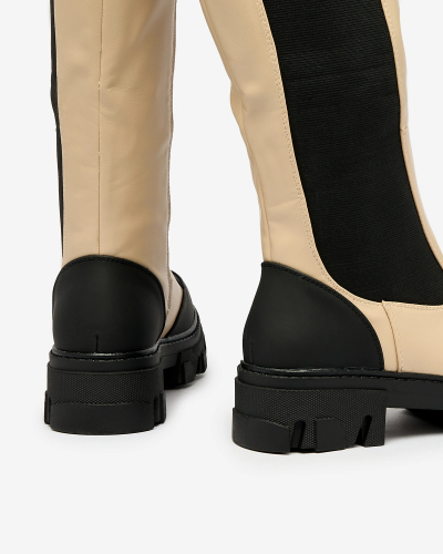 Royalfashion Бежови дамски ботуши до средата на прасеца Blyss