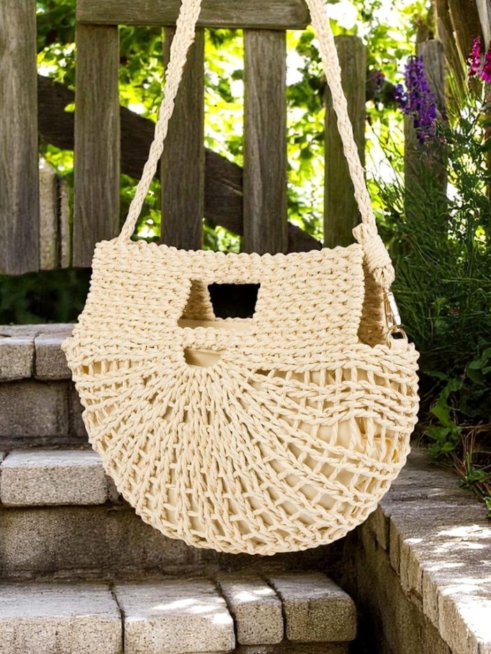 Royalfashion Малка дамска сламена чанта Mini Moon Straw