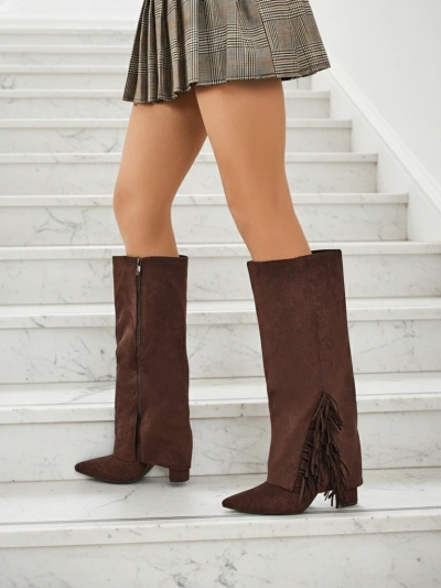 Дамски еко велурени ботуши с горна част Rimolea