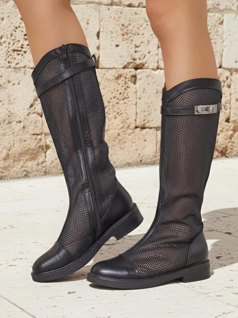 Royalfashion Високи перфораирани дамски ботуши Ovittole