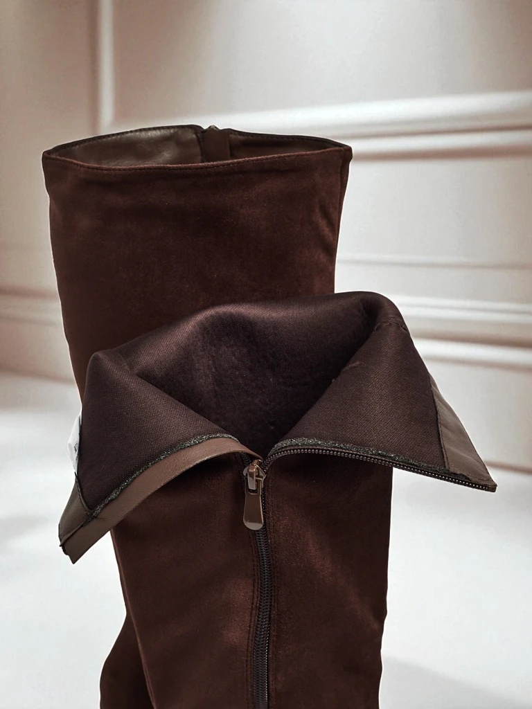 Дамски еко велурени ботуши на ток GaleNest