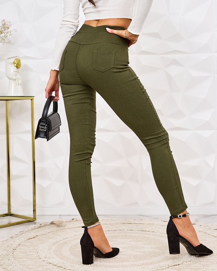 Royalfashion Дамски панталони тип "тегелинс" с декоративна връзка