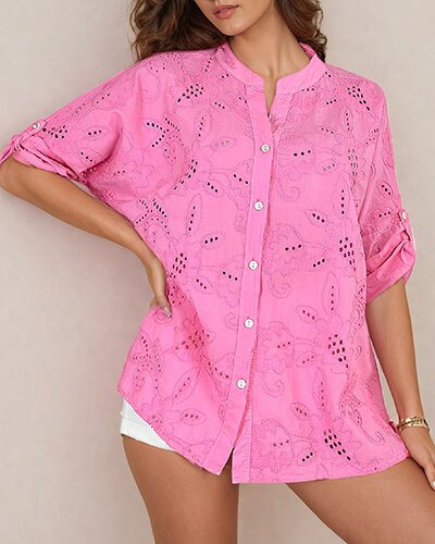 Royalfashion Дамска риза oversize с бродерия