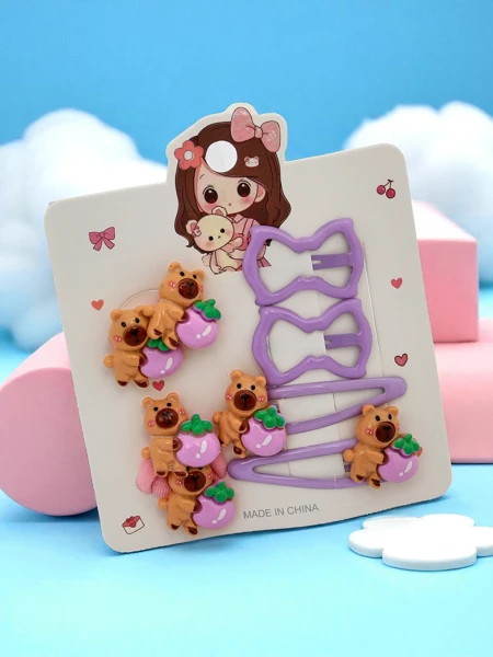 Комплект фиби за коса с мотиви на мечета и панделки