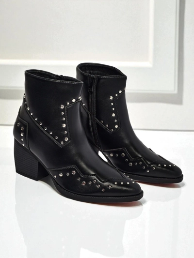 Дамски каубойски ботуши на ток с нитове Glaciere