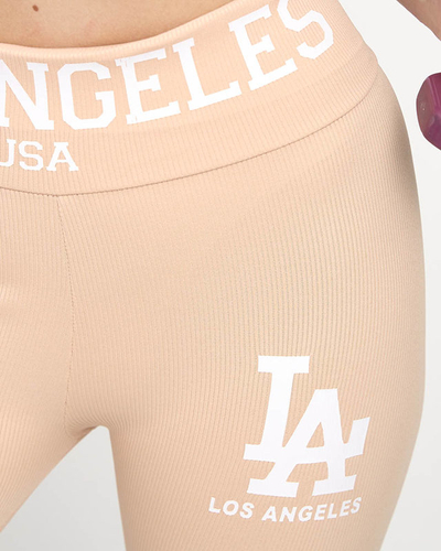 Дамски пудран рипсен клин с бели надписи - Clothing