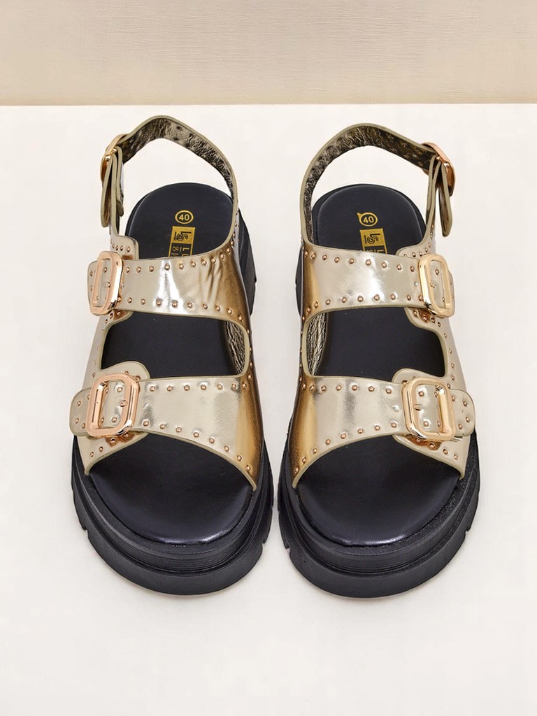 Royalfashion Дамски сандали на дебела подметка с камъчета Rocky Chic