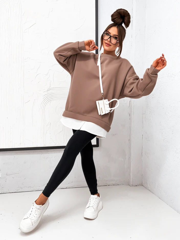 Royalfashion Памучен суетшърт за жени с двоен под