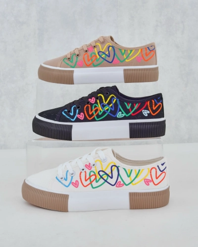 Royalfashion Женски маратонки с принт на сърца Sercess