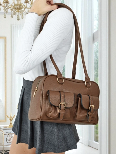 Дамска чанта shopper от еко кожа с джобове Aveline