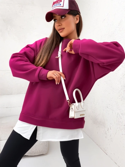 Royalfashion Памучен дамски суичър с подвижна част отдолу