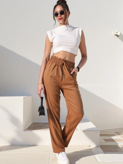 Royalfashion Прости дамски платнени панталони