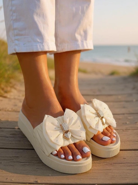 Royalfashion Дамски чехли на платформа с панделка Sento Pace