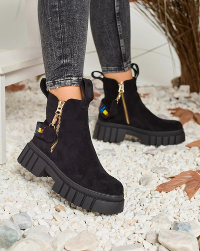 Royalfashion Черни дамски ботуши Poirop от екокожа