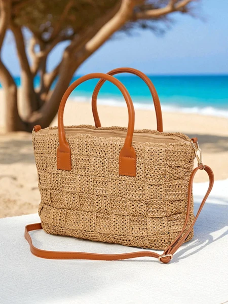 Royalfashion Голяма сламена дамска чанта Aureliana Savio