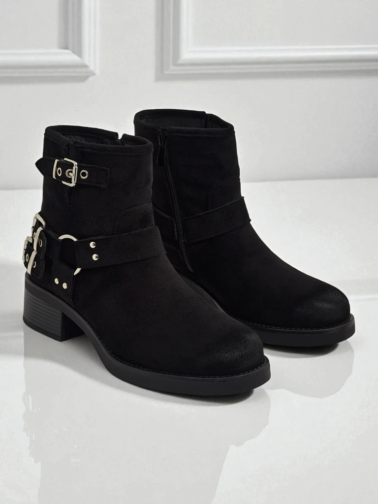 Дамски боти от еко велур с катарами Valtos