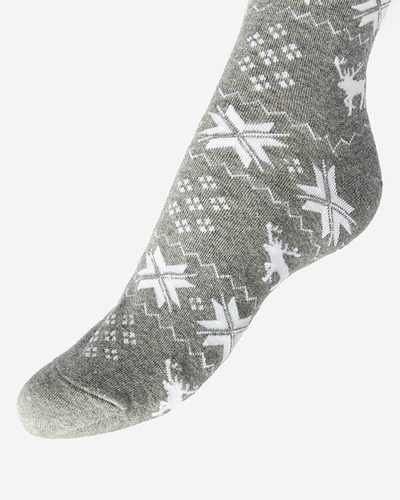 Дамски коледни чорапи над коляното в светло сиво- Бельо