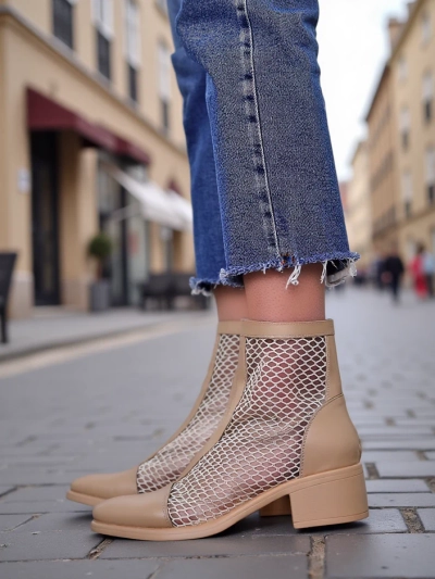 Royalfashion Женски обувки до глезена с отворени детайли и нисък ток Rowices