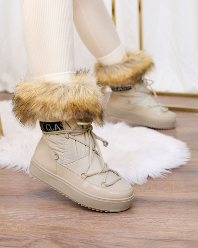 Royalfashion Бежови ботуши a'la snow boots за жени Gomllo
