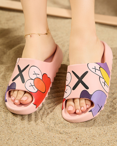 Różowe damskie klapki Elmino - Obuwie