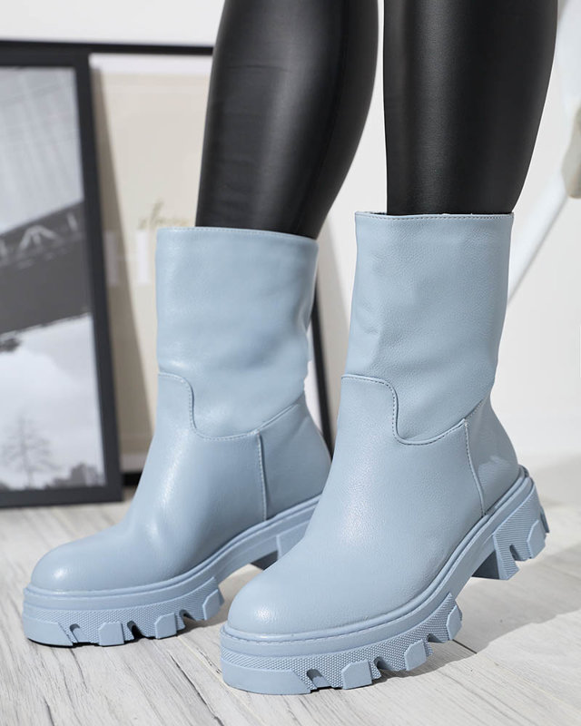 Сини дамски боти с изолация Mekira - Обувки