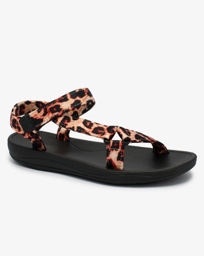 Royalfashion Бежови дамски сандали с леопардова шарка Leonno