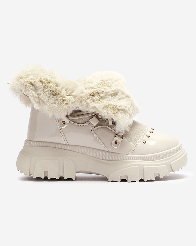 Бежови дамски ботуши за сняг с връзки Fentes- Footwear