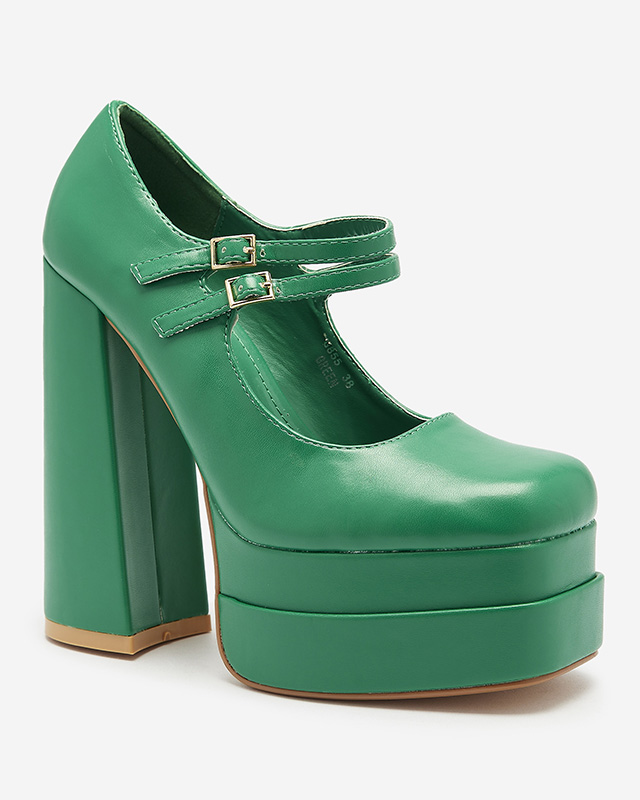 Зелени дамски обувки с висок ток Edisa - Обувки