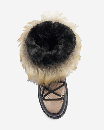 Дамски лакирани ботуши за сняг в златисто-розов цвят Fursav- Footwear