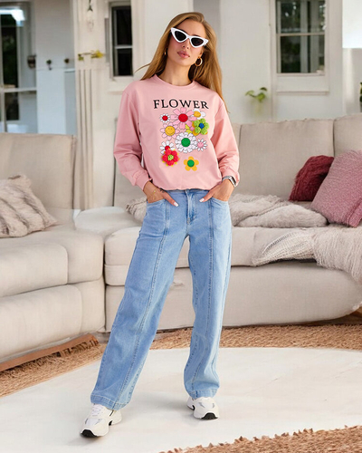 Royalfashion Дамски памучен суитшърт с тънък принт