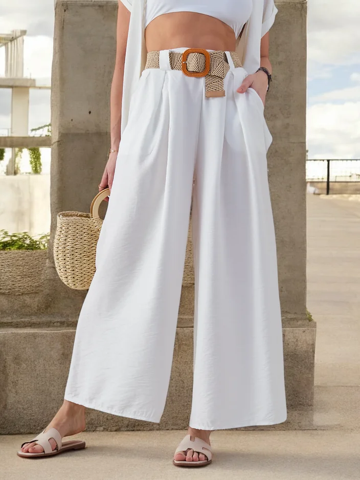 Royalfashion Женски широки вълнени панталони