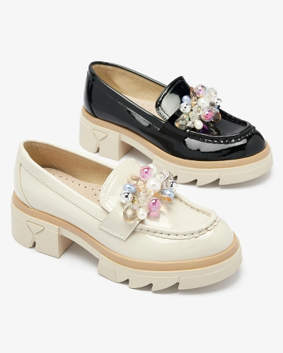 Лакирани бежови мокасини за жени Geloppa- Footwear