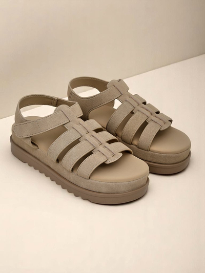 Дамски сандали Royalfashion Helena Classico платформа светлокафяви