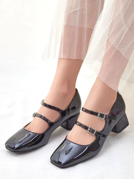 Класически дамски обувки с токчета Royalfashion Glossy с ленти Вибли