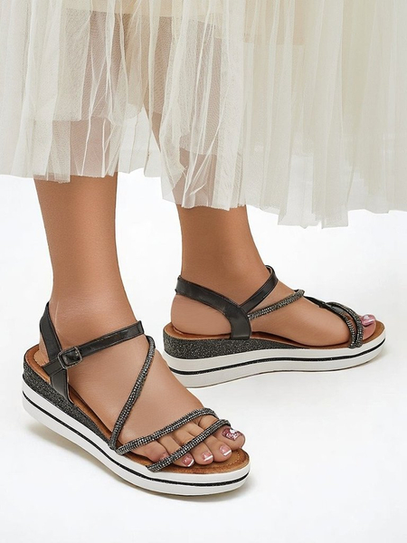 Royalfashion дамски сандали на платформа със стразове Ballosa