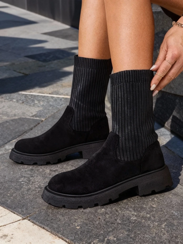 Женски ботуши Royalfashion с втъкана връзка Derette