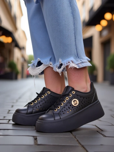 Aurelia Nero - Черна платформа Royalfashion от еко кожа, модел LH201-8