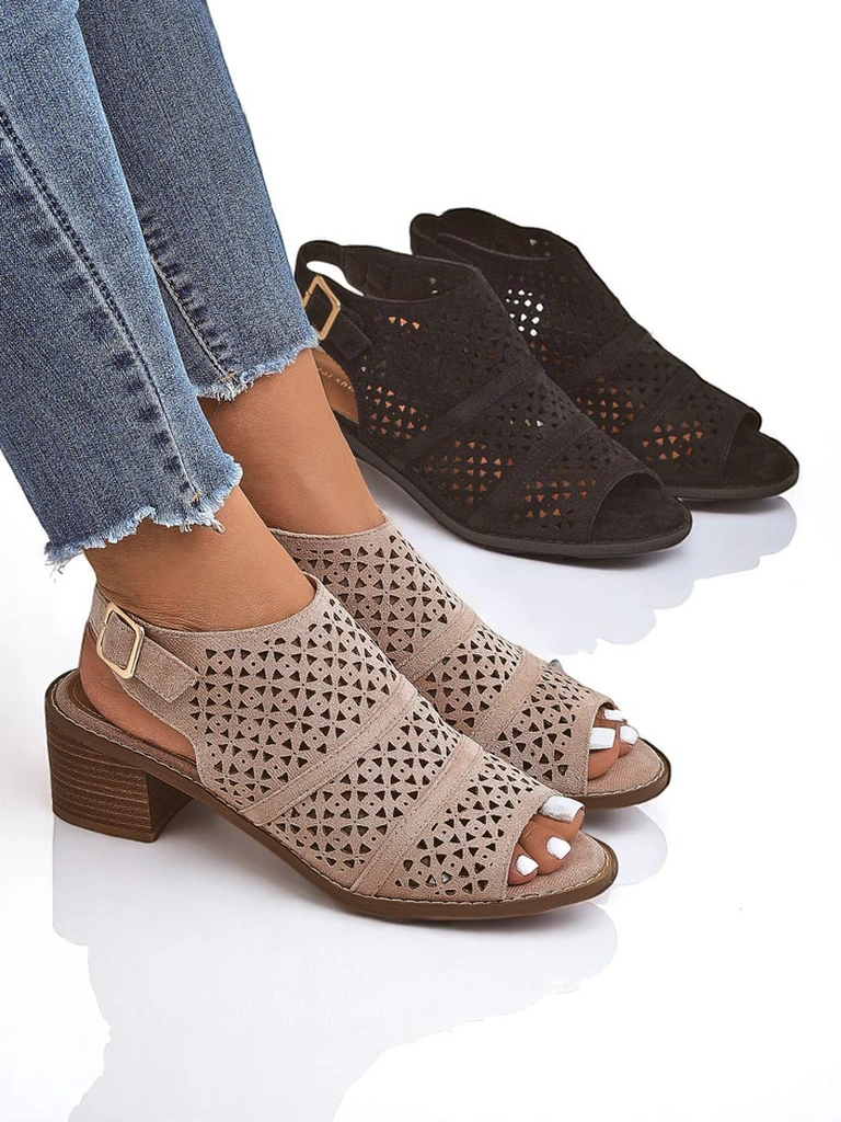 Royalfashion Дамски сандали на нисък ток, ажурни Elira