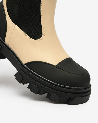 Royalfashion Бежови дамски ботуши до средата на прасеца Blyss