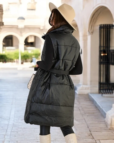 Royalfashion Дълга дамска жилетка a'la leather