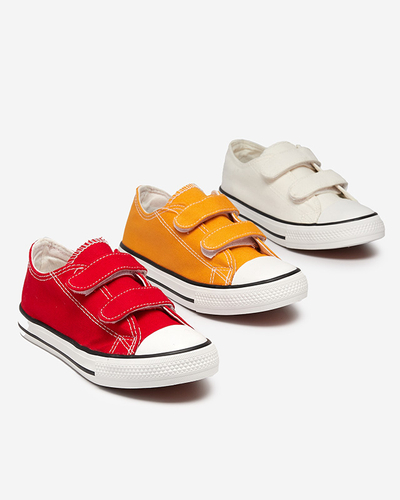 Biało-ecru dziewczęce tenisówki na rzepy Bovis - Obuwie