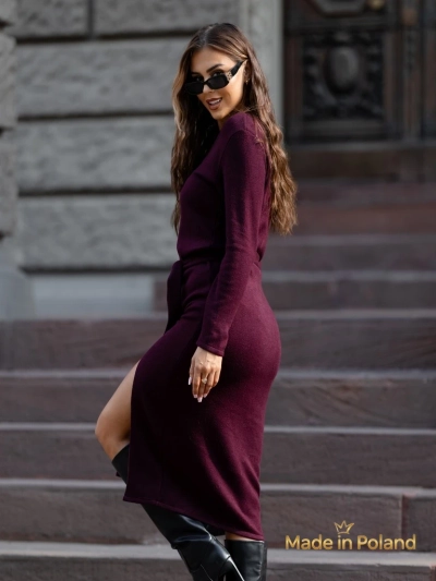 Дамска миди рокля от вискоза, тип пуловер