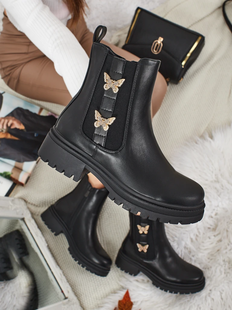 Еко кожени дамски боти с пеперуди Bravelle