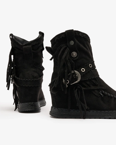 Royalfashion Черни дамски ботуши със скрита котва Dibisa