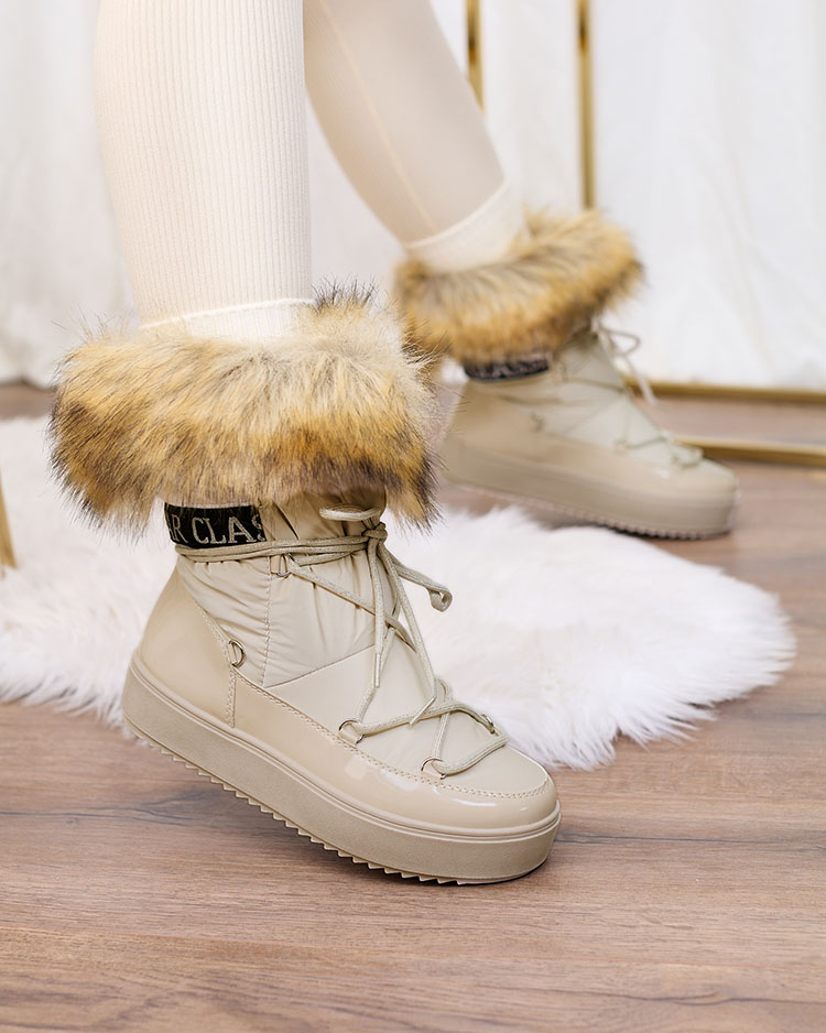 Royalfashion Бежови ботуши a'la snow boots за жени Gomllo
