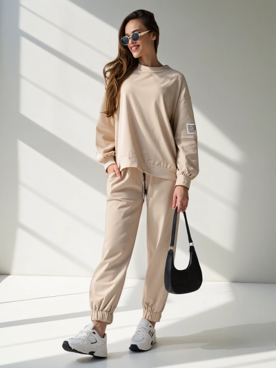 Royalfashion Женски памучен комплект с маншети на глезените