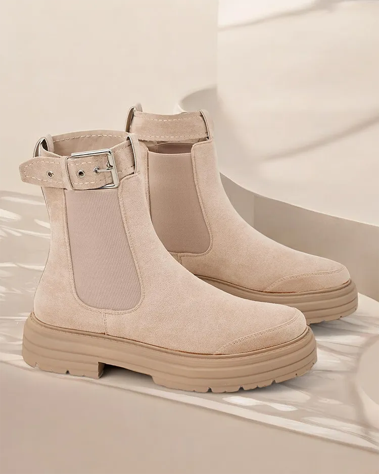 Дамски ботуши на Royalfashion с декоративна каишка Ozzoas