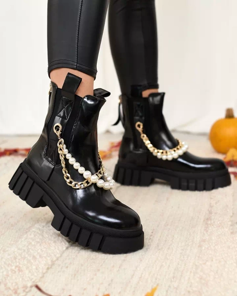 Royalfashion Черни дамски ботуши Zifosca