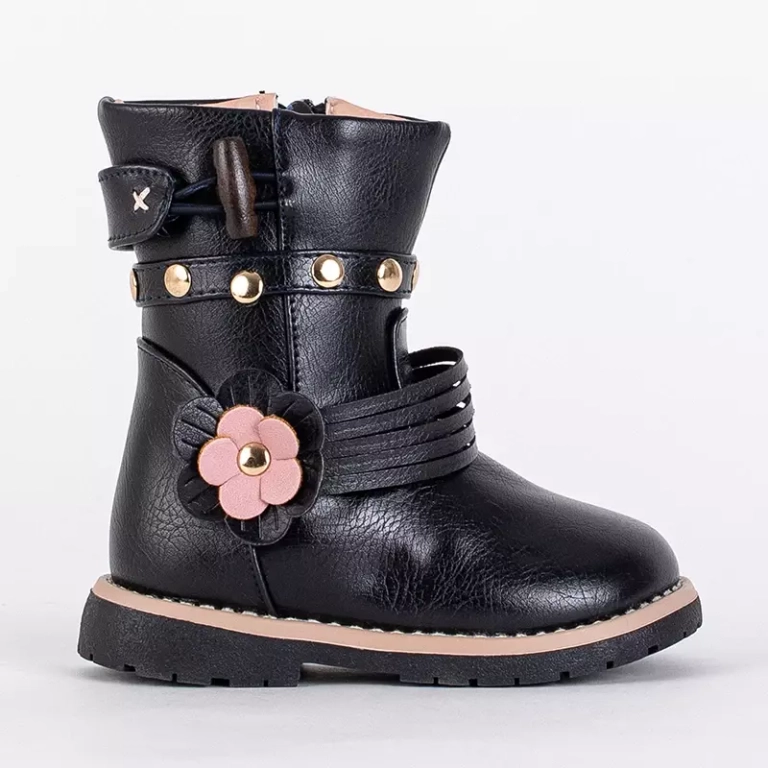 OUTLET Dziecięce botki granatowe z eko skóry Kisso- Obuwie